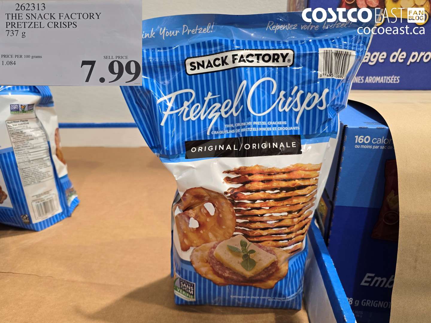 262313 THE SNACK FACTORY PRETZEL CRISPS 737 G $7.99
