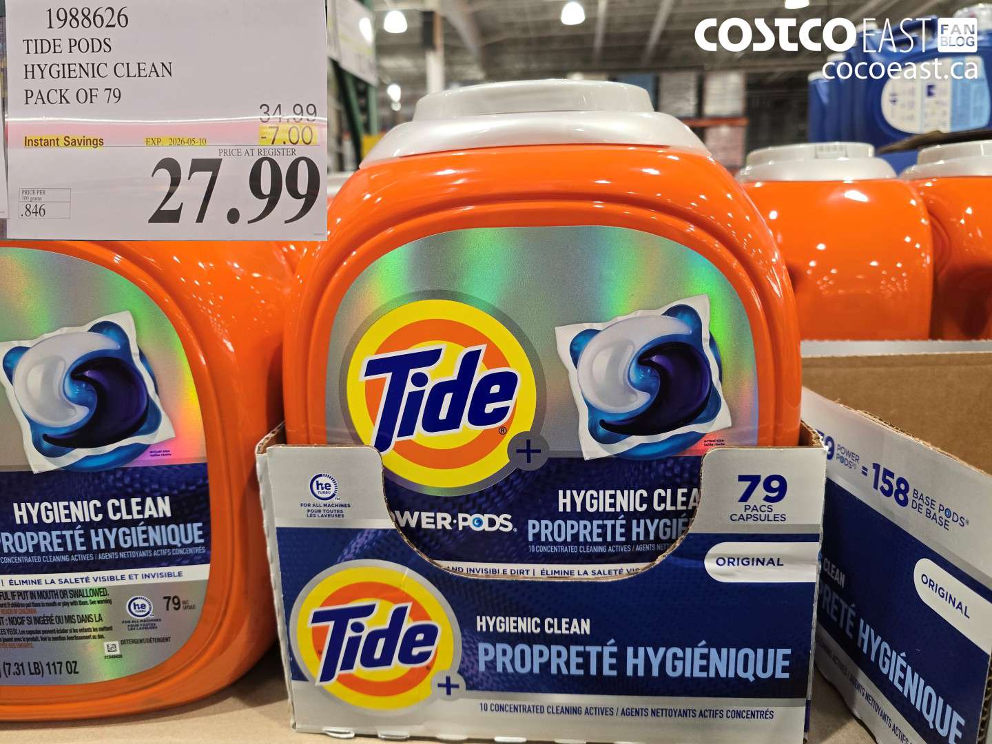 1988626 TIDE PODS HYGIENIC CLEAN PACK OF 79 ($7.00 INSTANT SAVINGS EXPIRES ON 2026-05-10) $27.99