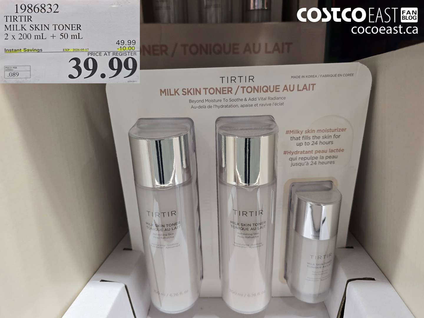 1986832 TIRTIR MILK SKIN TONER 2 X 200 ML + 50 ML ($10.00 INSTANT SAVINGS EXPIRES ON 2026-05-17) $39.99