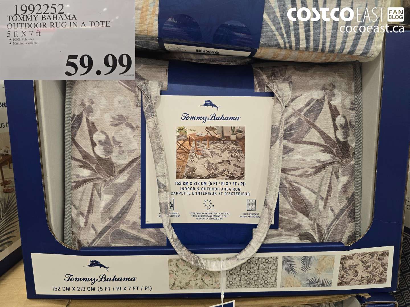1992252 TOMMY BAHAMA OUTDOOR RUG IN A TOTE 5 FT X 7 FT $59.99