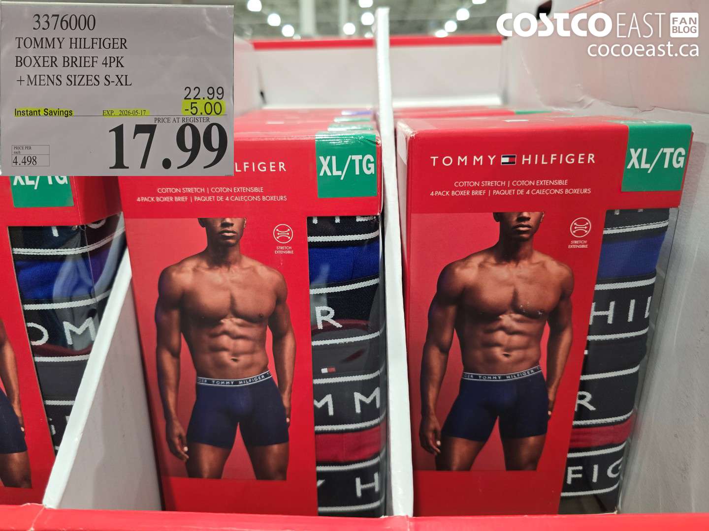 3376000 TOMMY HILFIGER BOXER BRIEF 4PK MENS SIZES S-XL ($5.00 INSTANT SAVINGS EXPIRES ON 2026-05-17) $17.99