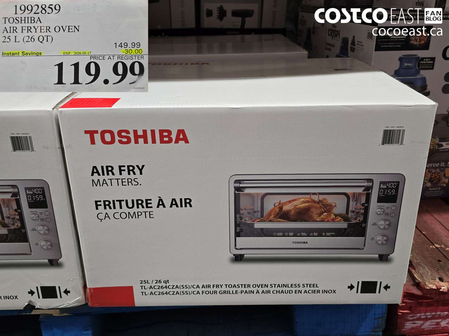 1992859 TOSHIBA AIR FRYER OVEN 25 L (26 QT) ($30.00 INSTANT SAVINGS EXPIRES ON 2026-05-17) $119.99