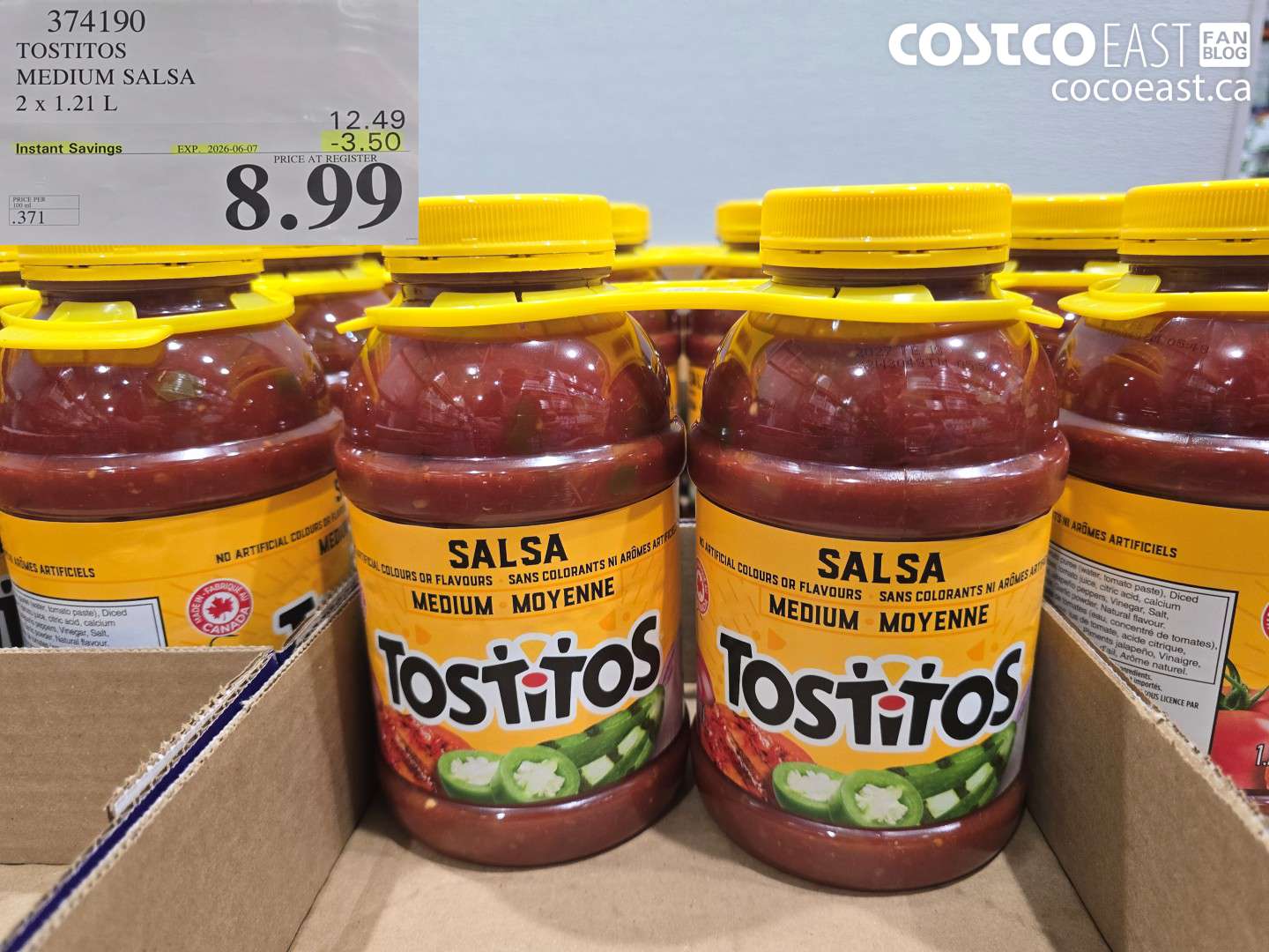 374190 TOSTITOS MEDIUM SALSA 2 X 1.21 L ($3.50 INSTANT SAVINGS EXPIRES ON 2026-06-07) $8.99