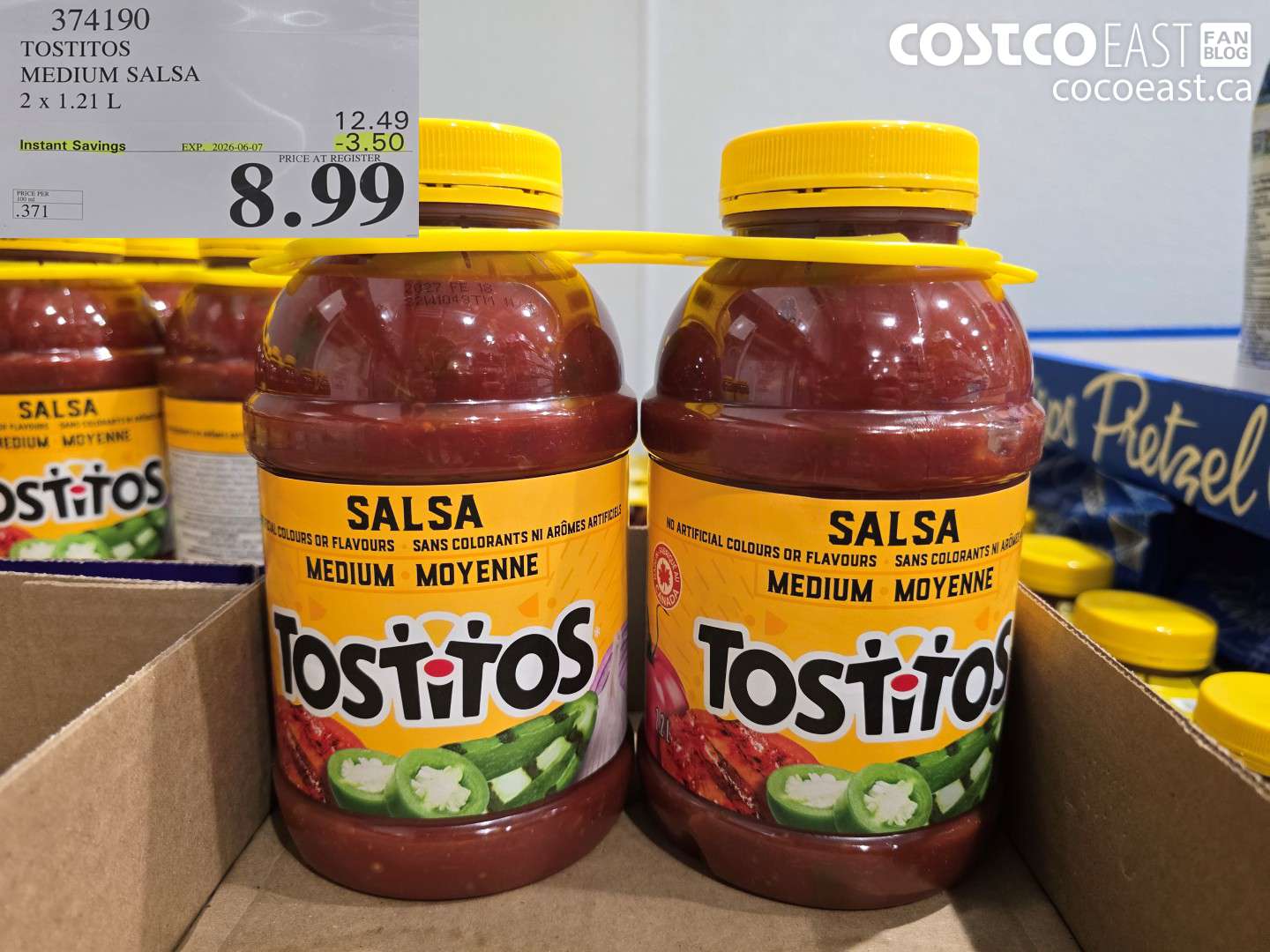 374190 TOSTITOS MEDIUM SALSA 2 X 1.21 L ($3.50 INSTANT SAVINGS EXPIRES ON 2026-06-07) $8.99