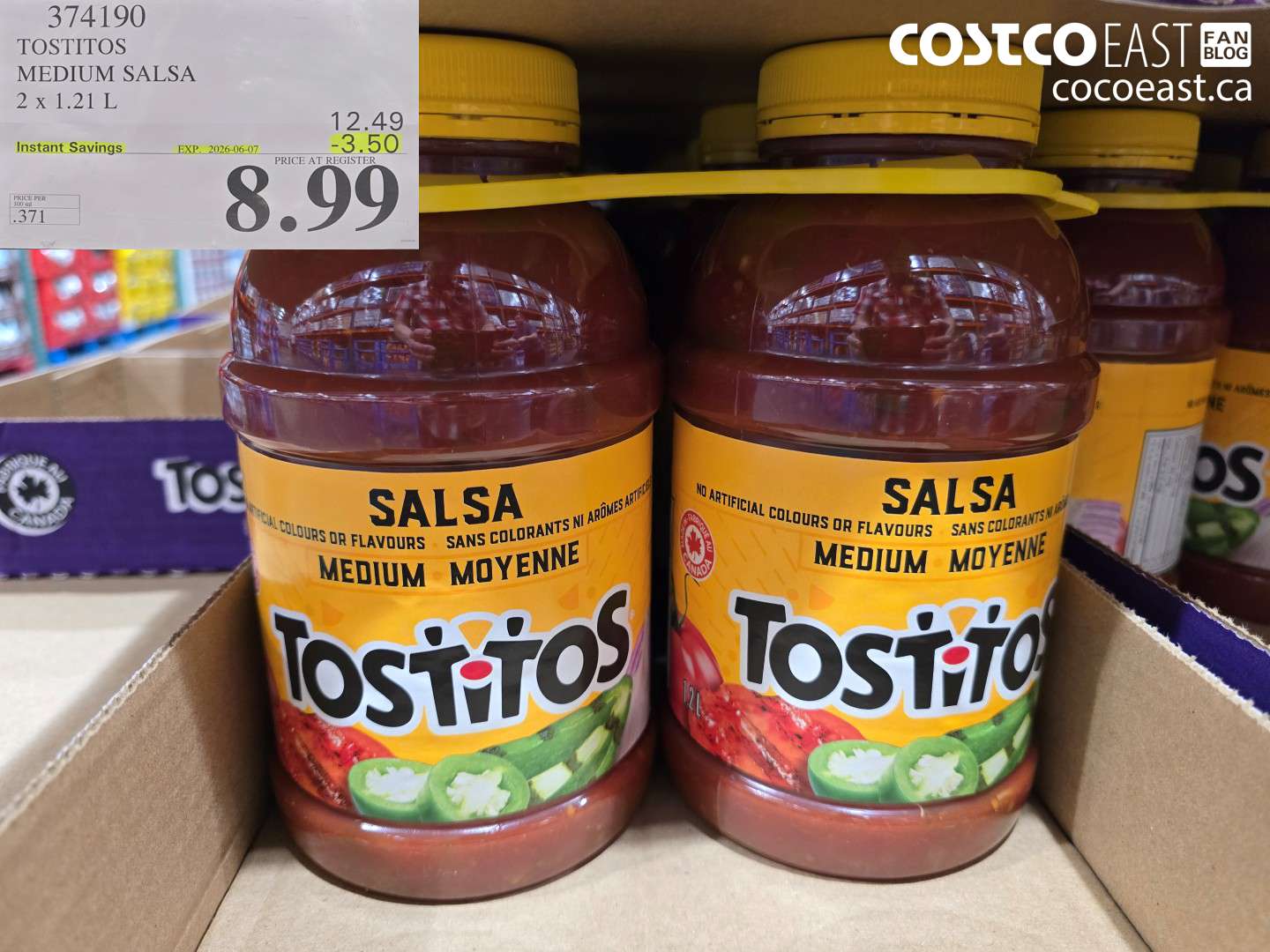 374190 TOSTITOS MEDIUM SALSA 2 X 1.21 L ($3.50 INSTANT SAVINGS EXPIRES ON 2026-06-07) $8.99