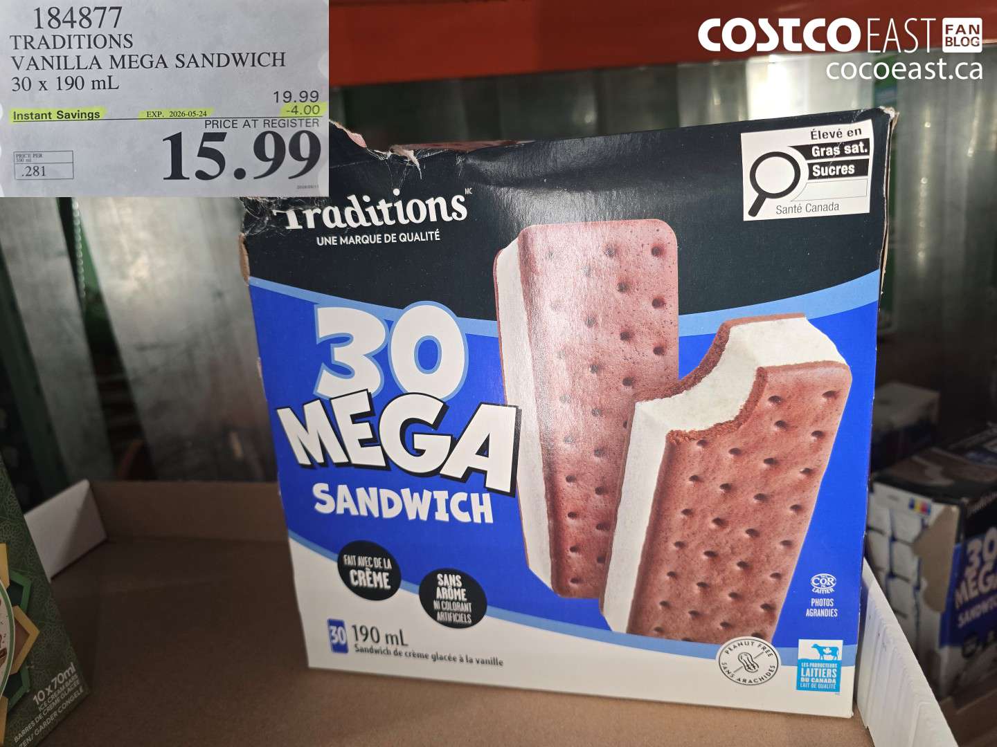 184877 TRADITIONS VANILLA MEGA SANDWICH 30 X 190 ML ($4.00 INSTANT SAVINGS EXPIRES ON 2026-05-24) $15.99