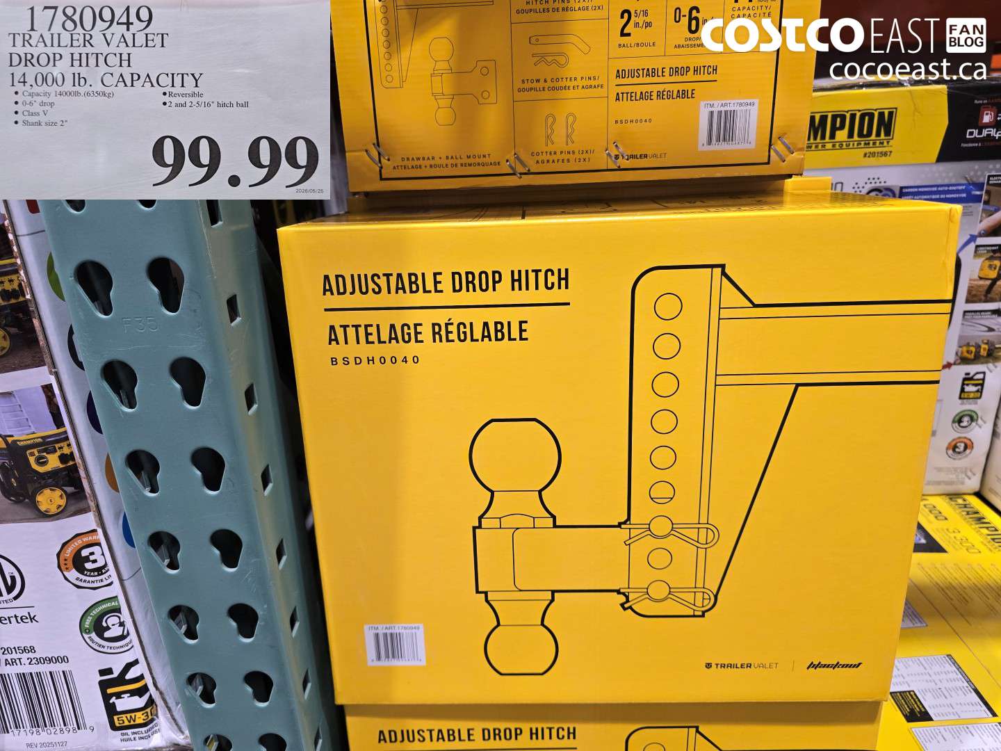 1780949 TRAILER VALET DROP HITCH 14,000 LB. CAPACITY $99.99