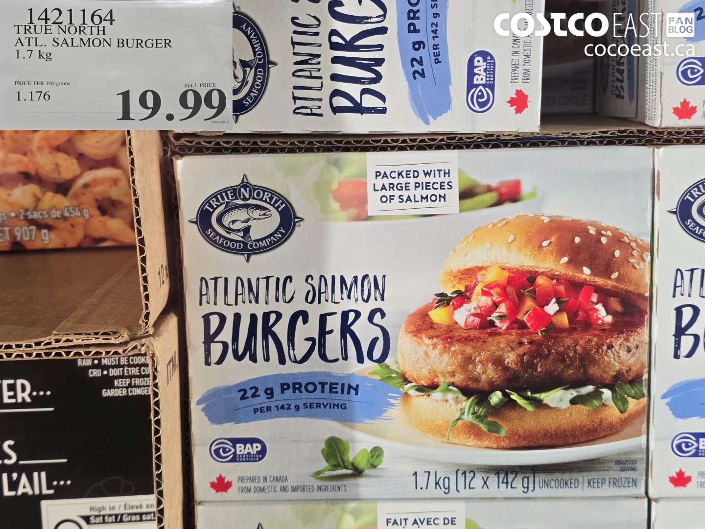 1421164 TRUE NORTH ATL. SALMON BURGER 1.7 KG $19.99