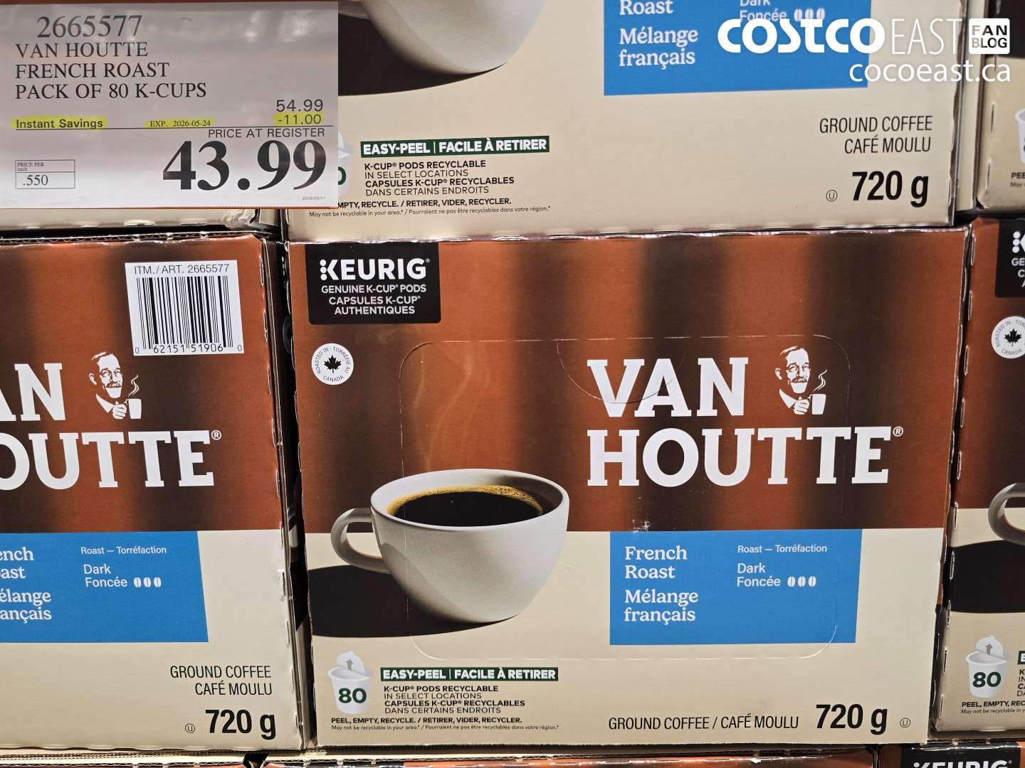 2665577 VAN HOUTTE FRENCH ROAST PACK OF 80 K-CUPS ($11.00 INSTANT SAVINGS EXPIRES ON 2026-05-24) $43.99