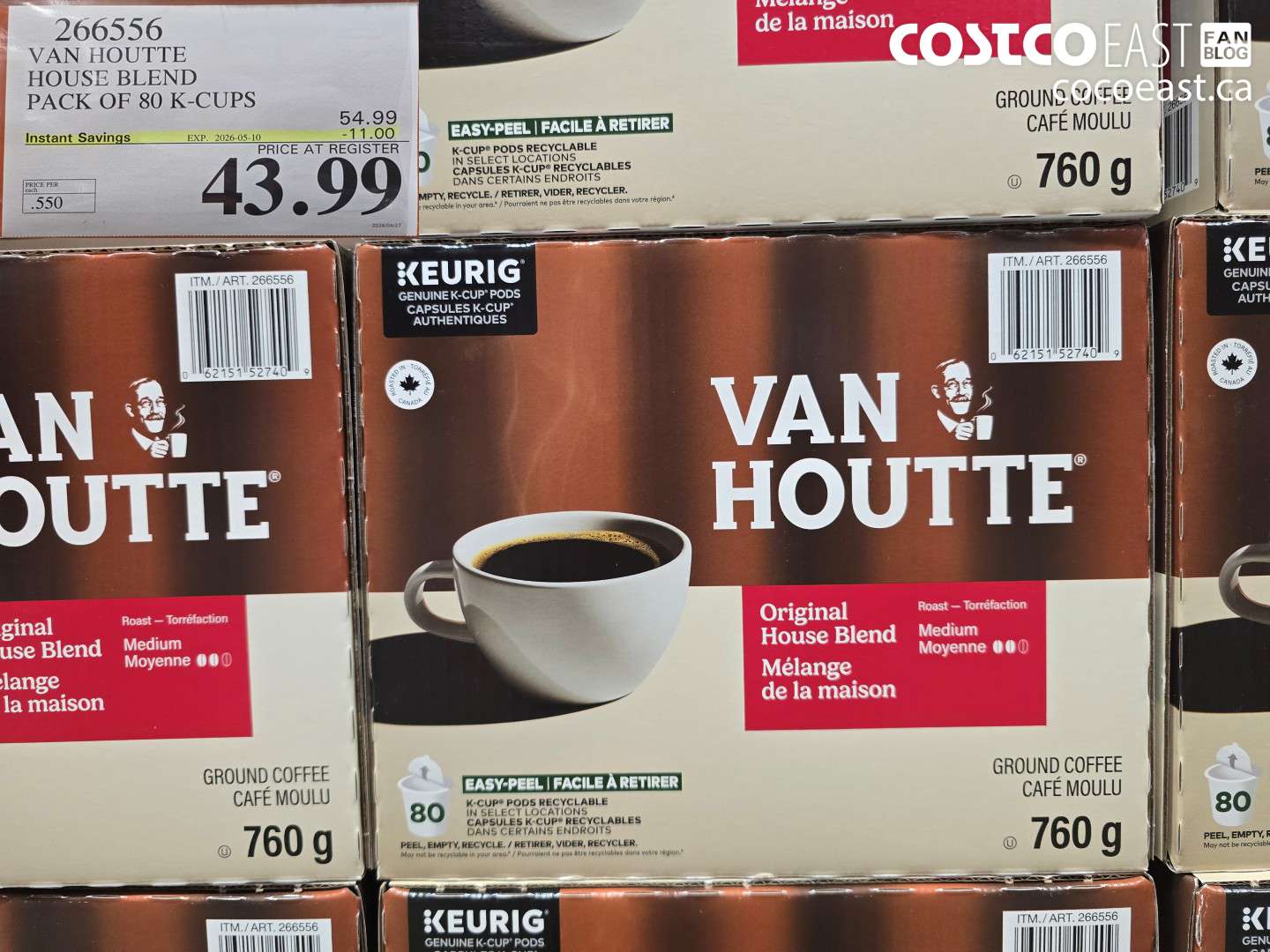 266556 VAN HOUTTE HOUSE BLEND PACK OF 80 K-CUPS ($11.00 INSTANT SAVINGS EXPIRES ON 2026-05-10) $43.99