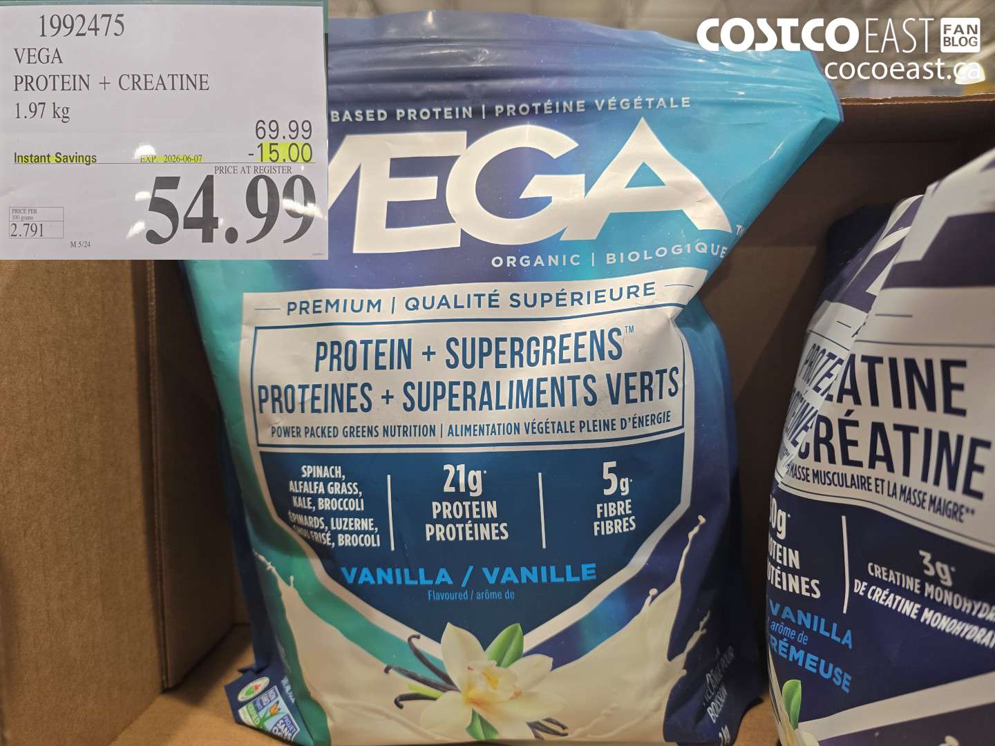 1992475 VEGA PROTEIN + CREATINE 1.97 KG ($15.00 INSTANT SAVINGS EXPIRES ON 2026-06-07) $54.99