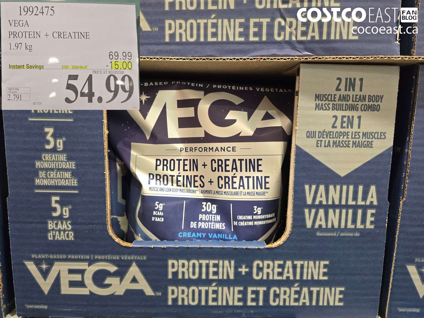 1992475 VEGA PROTEIN + CREATINE 1.97 KG ($15.00 INSTANT SAVINGS EXPIRES ON 2026-06-07) $54.99