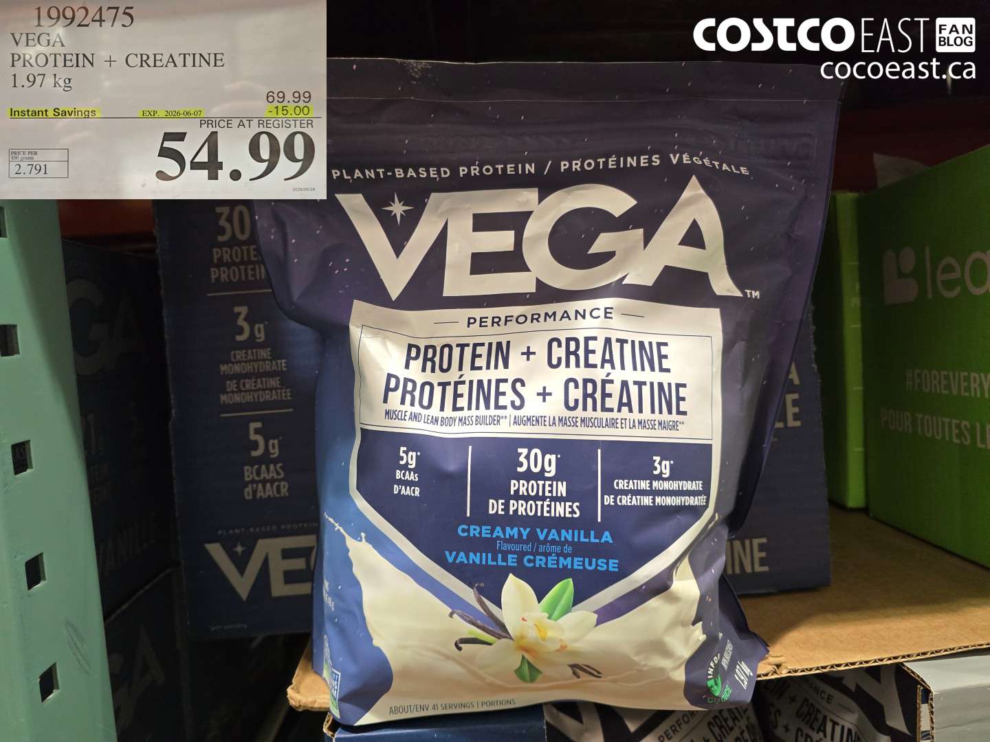 1992475 VEGA PROTEIN + CREATINE 1.97 KG ($15.00 INSTANT SAVINGS EXPIRES ON 2026-06-07) $54.99
