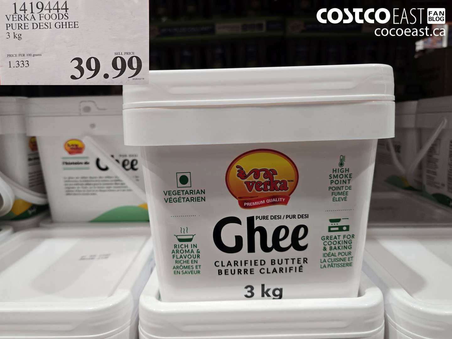 1419444 VERKA FOODS PURE DESI GHEE 3 KG $39.99