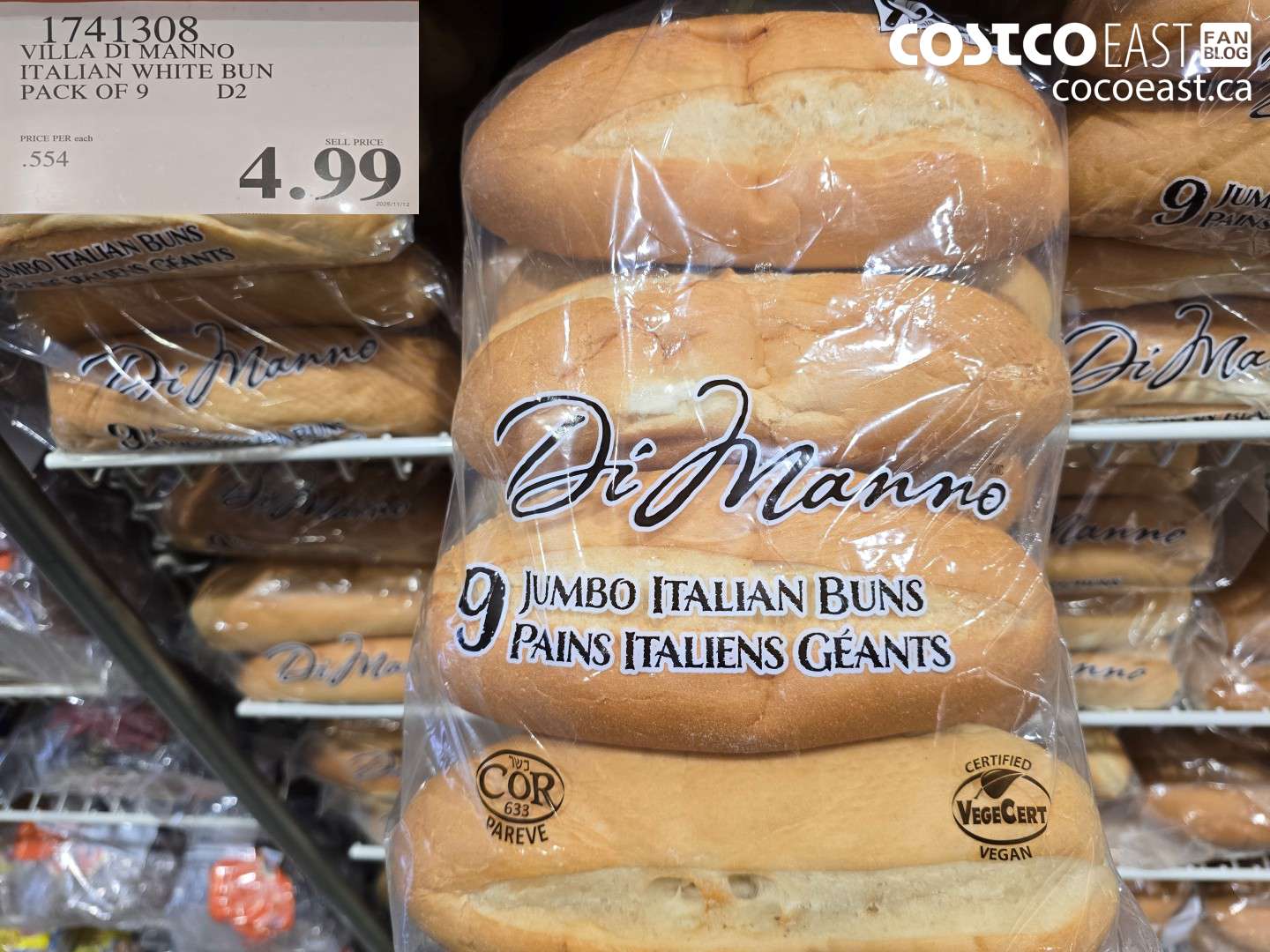 1741308 VILLA DI MANNO ITALIAN WHITE BUN PACK OF 9 $4.99