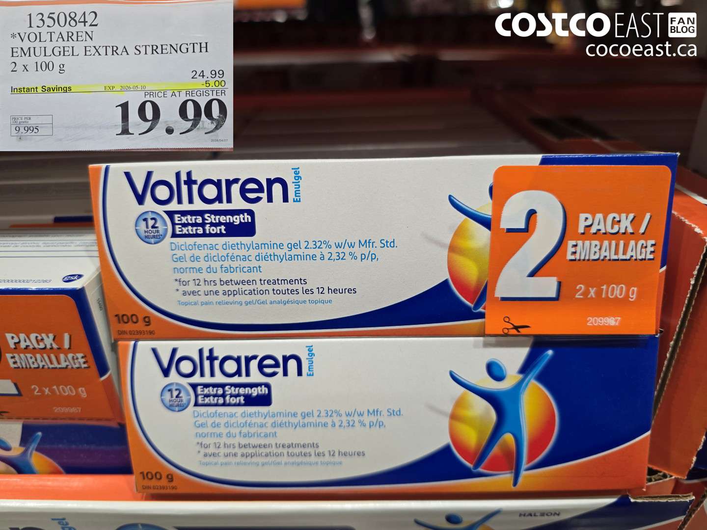 1350842 VOLTAREN EMULGEL EXTRA STRENGTH 2 X 100 G ($5.00 INSTANT SAVINGS EXPIRES ON 2026-05-10) $19.99
