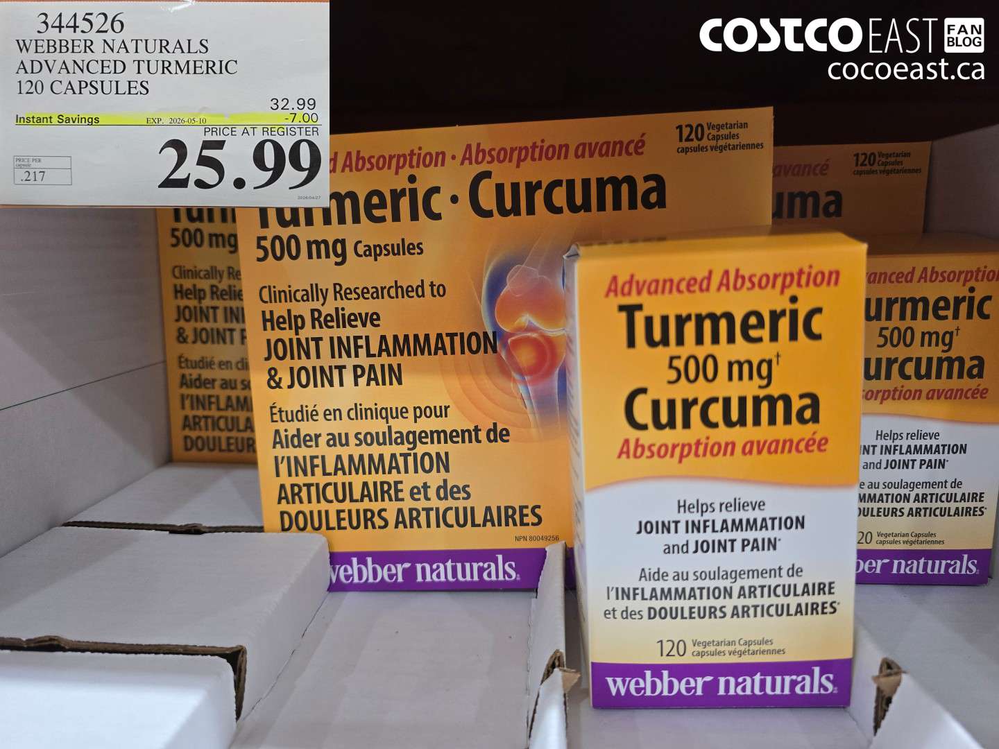 344526 WEBBER NATURALS ADVANCED TURMERIC 120 CAPSULES ($7.00 INSTANT SAVINGS EXPIRES ON 2026-05-10) $25.99