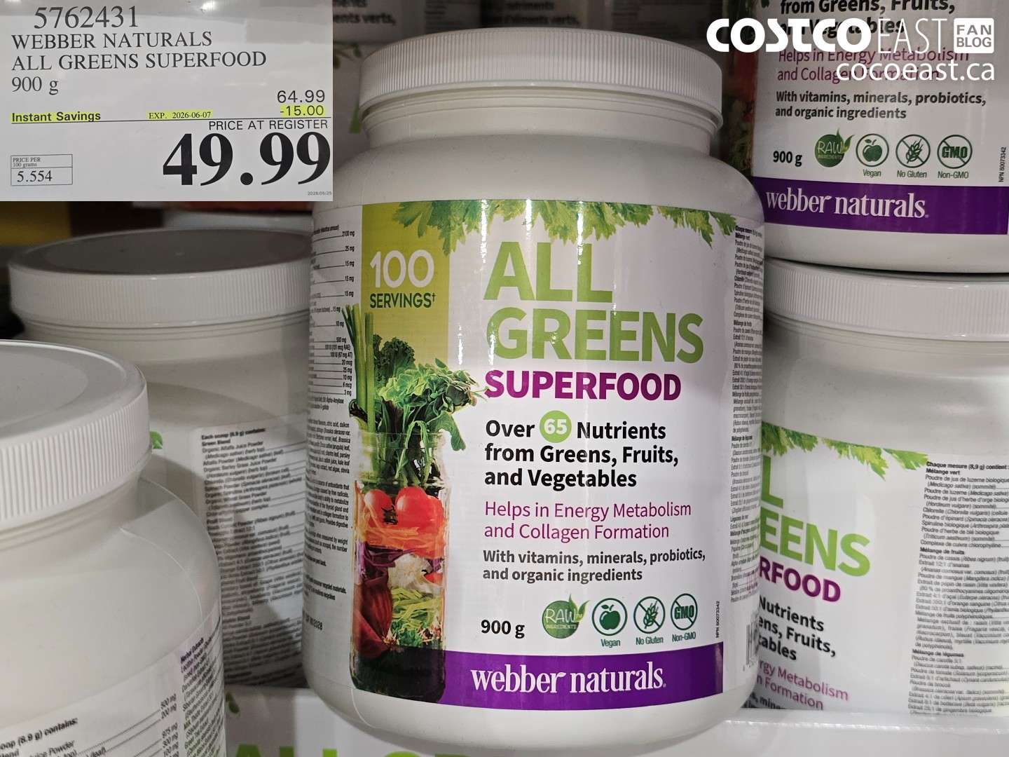 5762431 WEBBER NATURALS ALL GREENS SUPERFOOD 900 G ($15.00 INSTANT SAVINGS EXPIRES ON 2026-06-07) $49.99