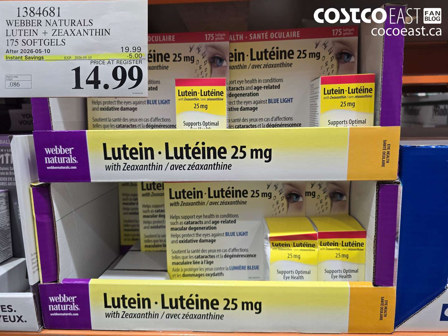 1384681 WEBBER NATURALS LUTEIN + ZEAXANTHIN 175 SOFTGELS ($5.00 INSTANT SAVINGS EXPIRES ON 2026-05-10) $14.99