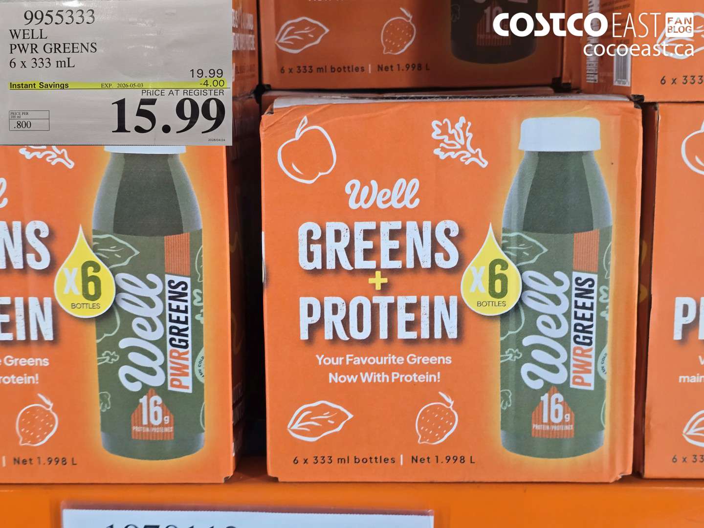 9955333 WELL PWR GREENS 6 X 333 ML ($4.00 INSTANT SAVINGS EXPIRES ON 2026-05-03) $15.99