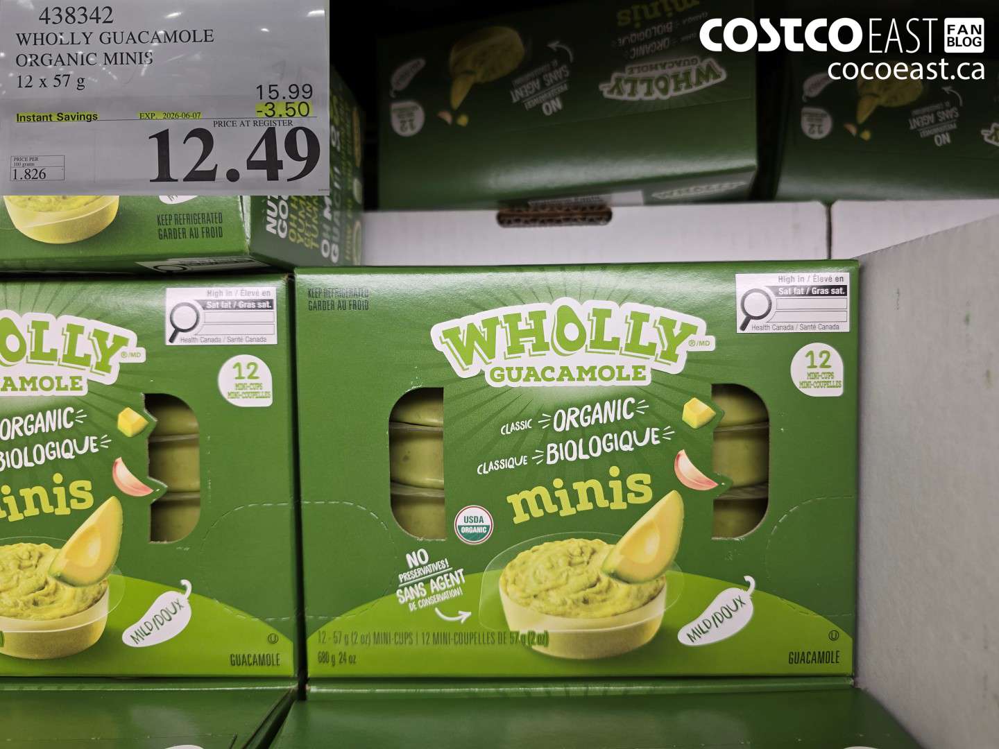 438342 WHOLLY GUACAMOLE ORGANIC MINIS 12 X 57 G ($3.50 INSTANT SAVINGS EXPIRES ON 2026-06-07) $12.49