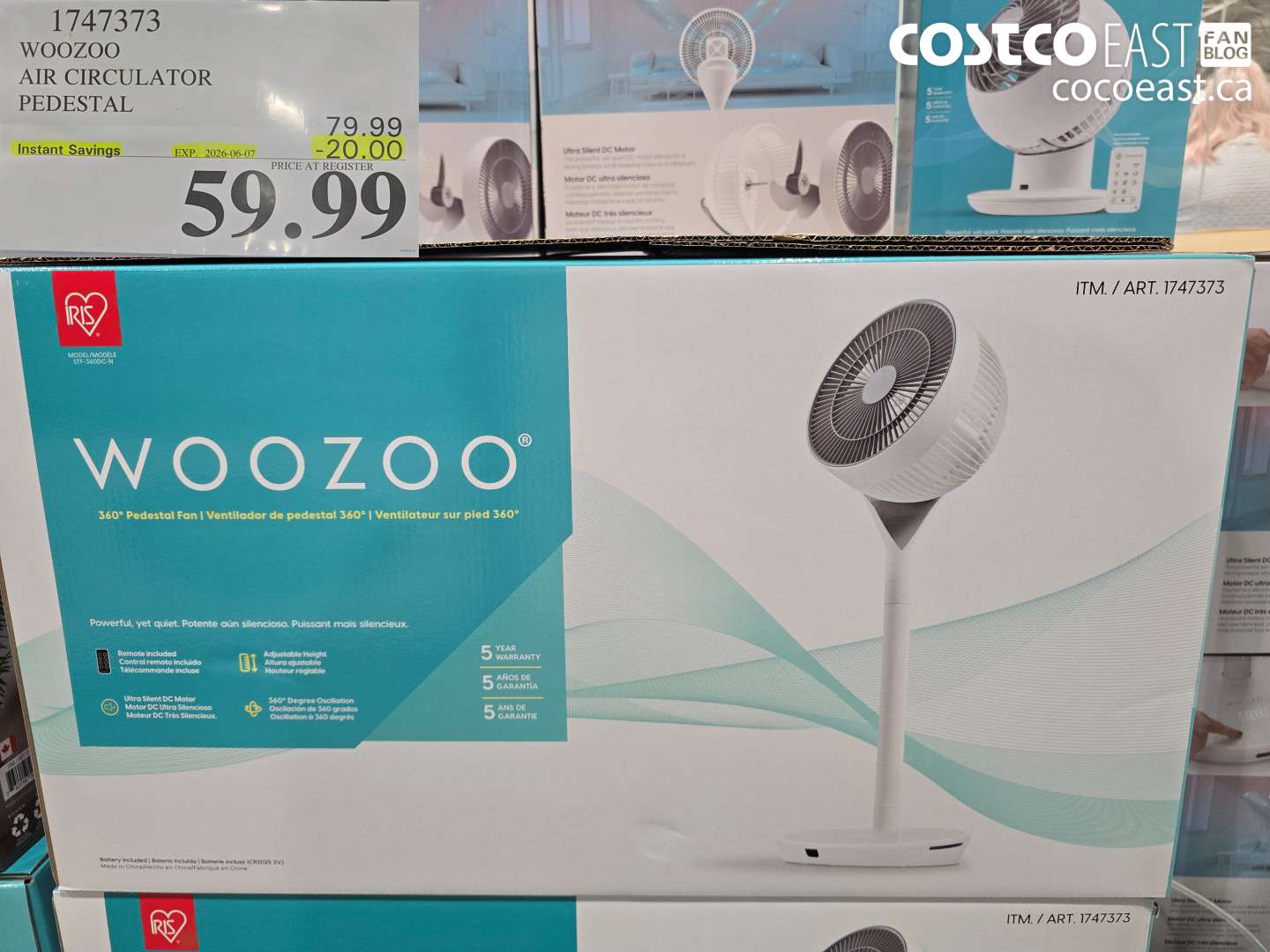 1747373 WOOZOO AIR CIRCULATOR PEDESTAL ($20.00 INSTANT SAVINGS EXPIRES ON 2026-06-07) $59.99