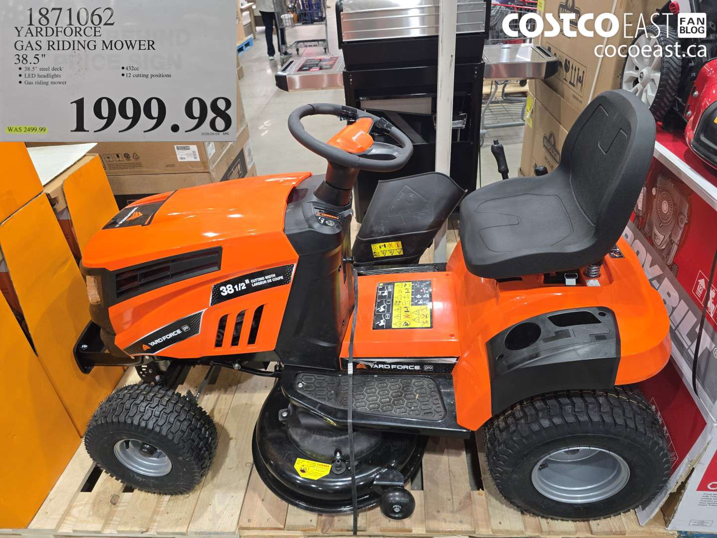 1871062 YARDFORCE GAS RIDING MOWER 38.5