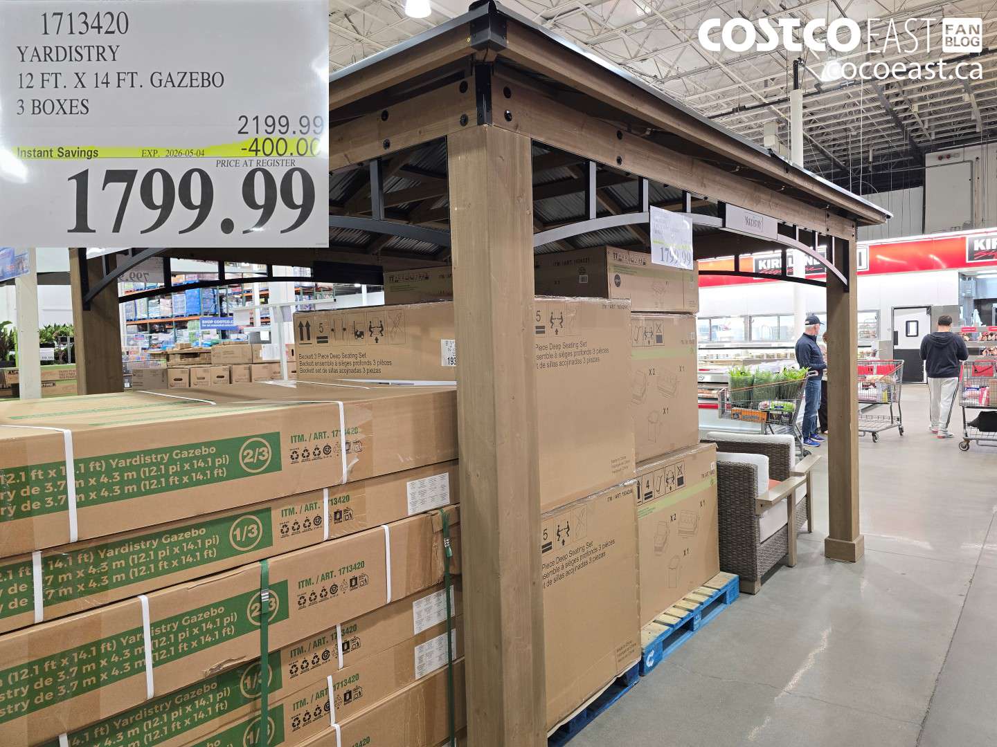 1713420 YARDISTRY 12 FT. X 14 FT. GAZEBO 3 BOXES ($400.00 INSTANT SAVINGS EXPIRES ON 2026-05-04) $1799.99