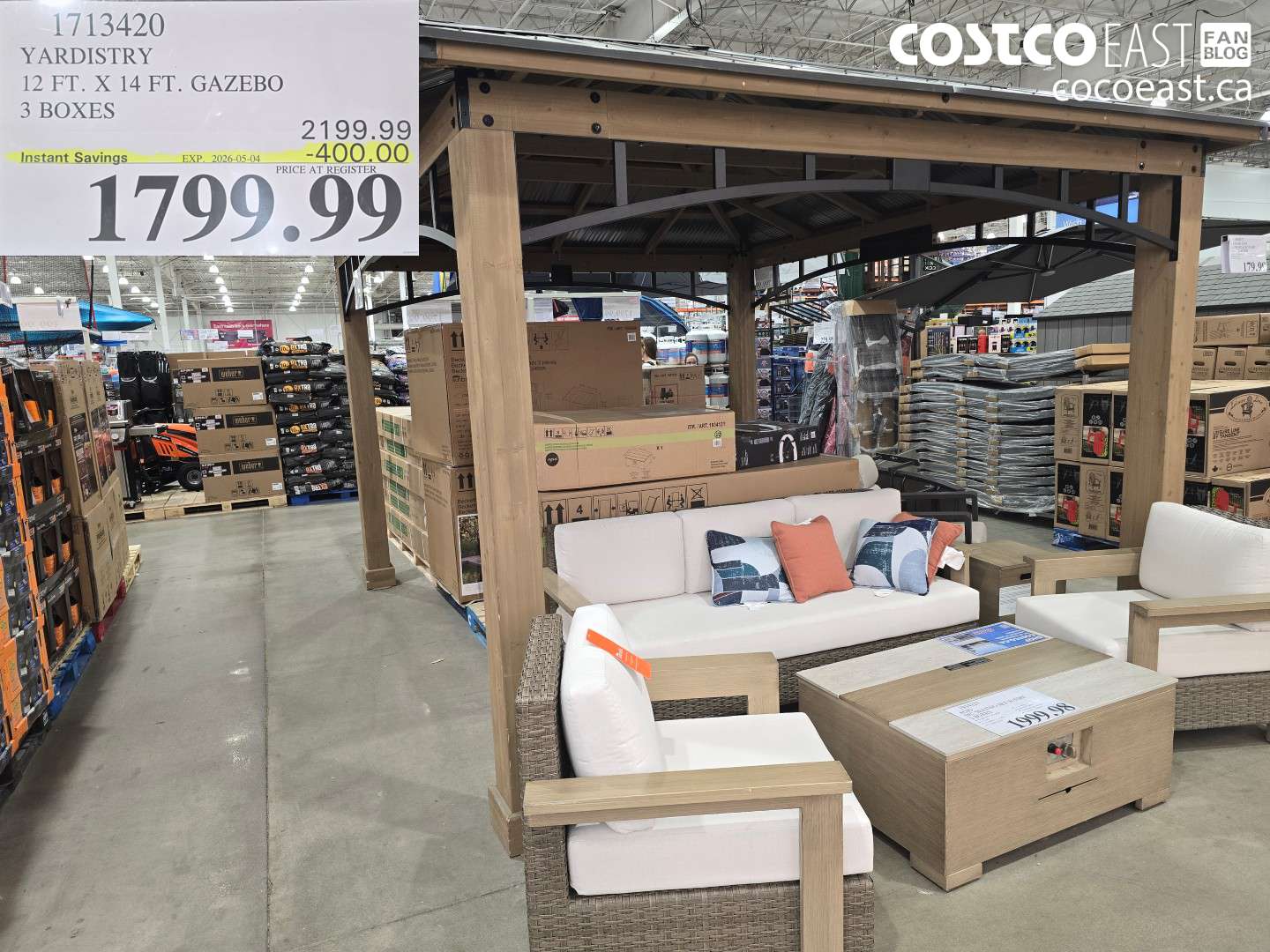 1713420 YARDISTRY 12 FT. X 14 FT. GAZEBO 3 BOXES ($400.00 INSTANT SAVINGS EXPIRES ON 2026-05-04) $1799.99