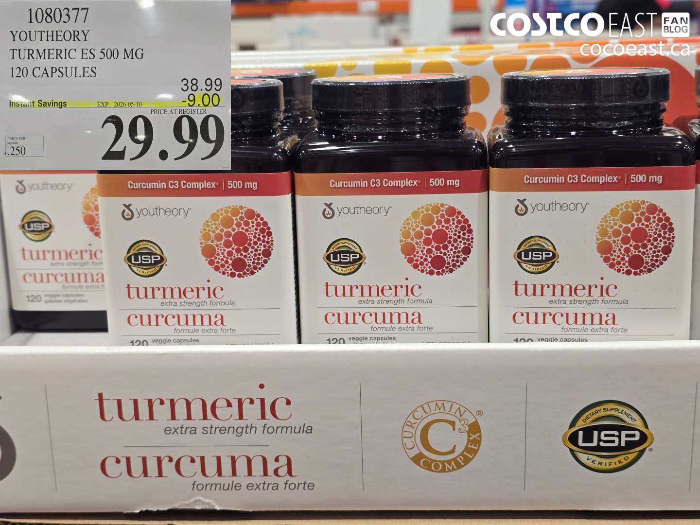 1080377 YOUTHEORY TURMERIC ES 500 MG 120 CAPSULES ($9.00 INSTANT SAVINGS EXPIRES ON 2026-05-10) $29.99