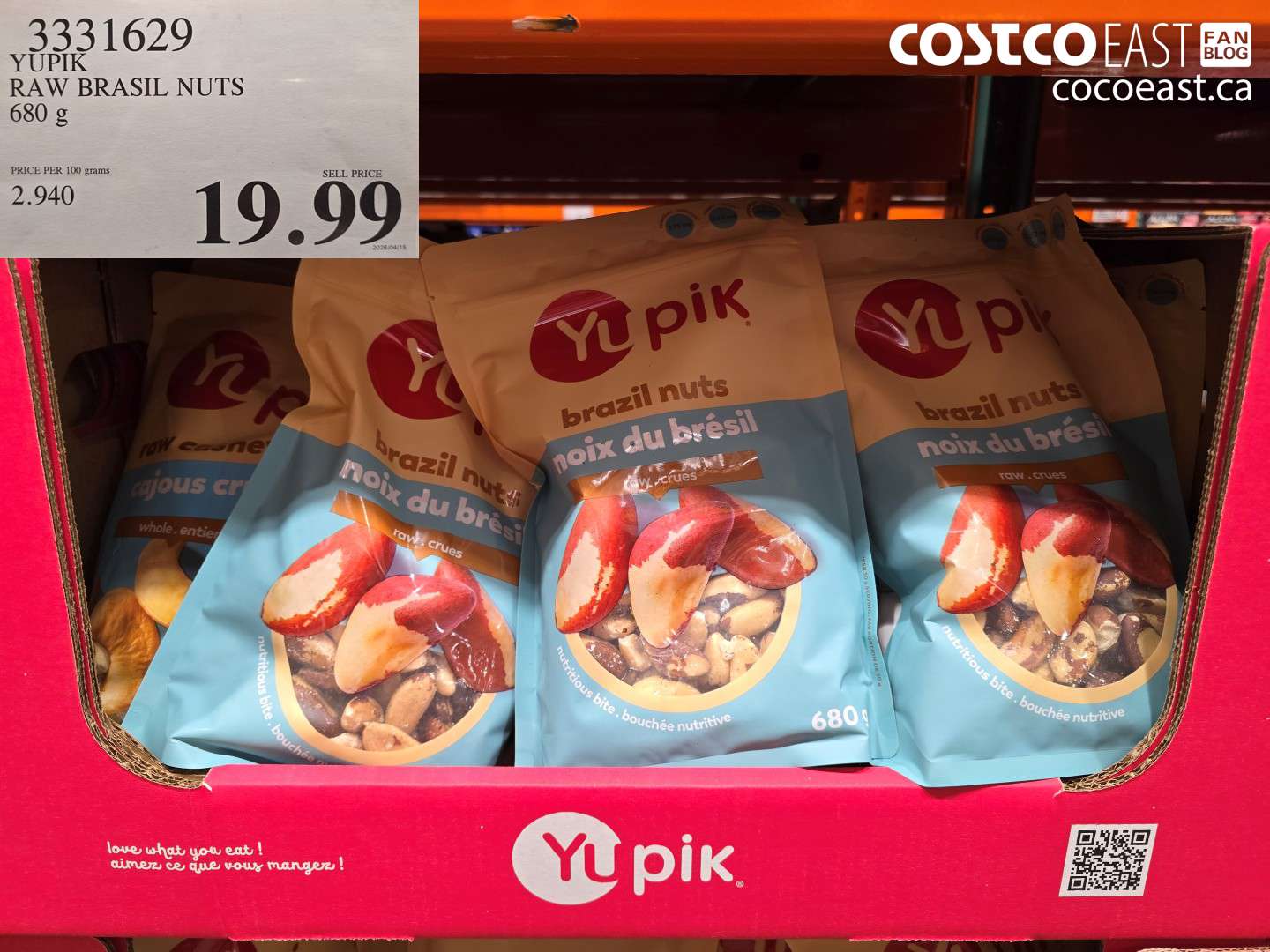 3331629 YUPIK RAW BRASIL NUTS 680 G $19.99
