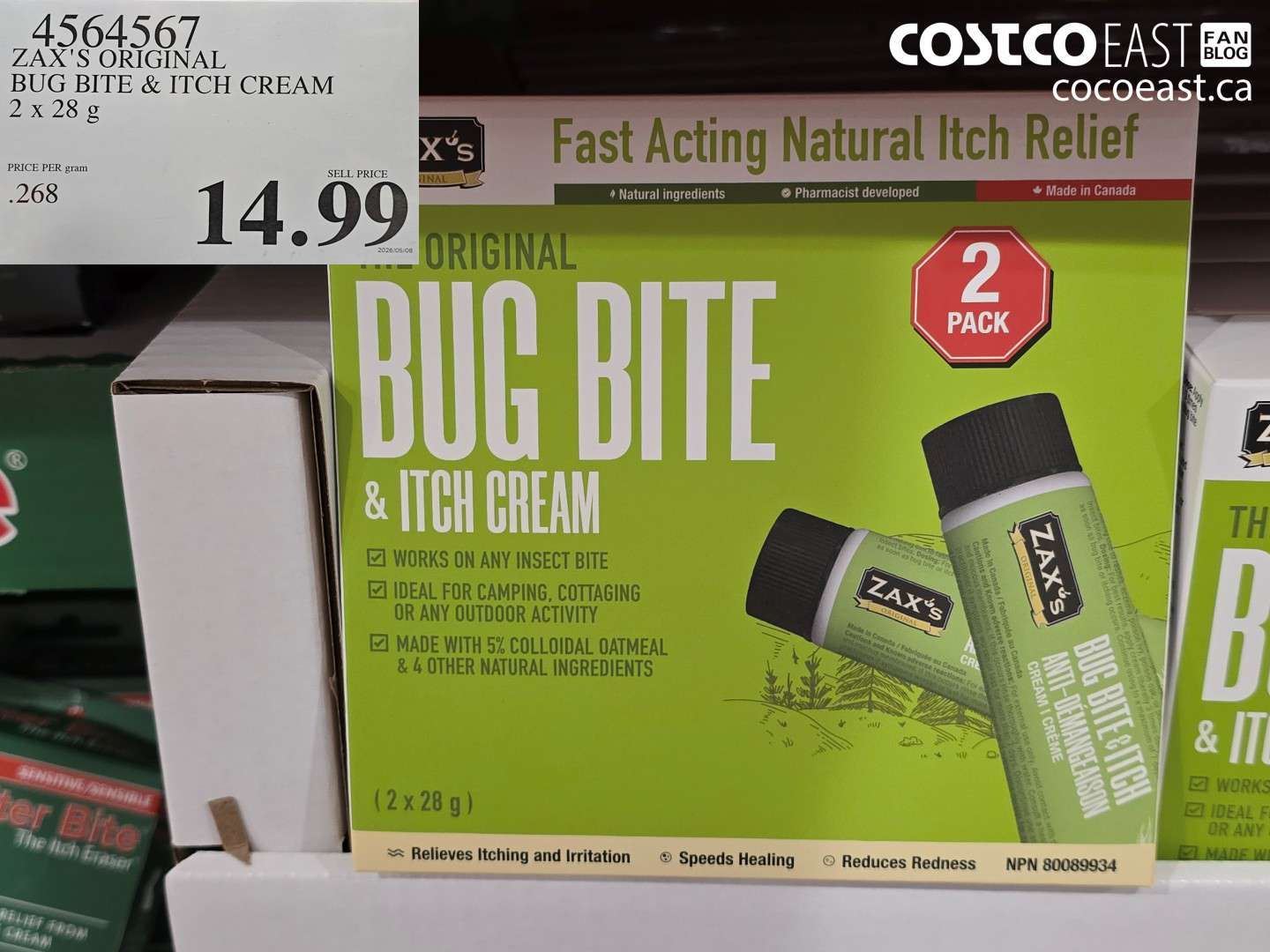 4564567 ZAX'S ORIGINAL BUG BITE & ITCH CREAM 2 X 28 G $14.99