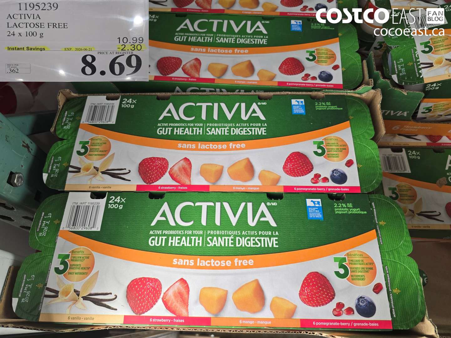 1195239 ACTIVIA LACTOSE FREE 24 X 100 G ($2.30 INSTANT SAVINGS EXPIRES ON 2026-06-21) $8.69