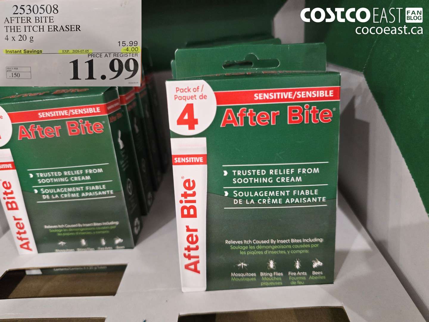 2530508 AFTER BITE THE ITCH ERASER 4 X 20 G ($4.00 INSTANT SAVINGS EXPIRES ON 2026-07-05) $11.99
