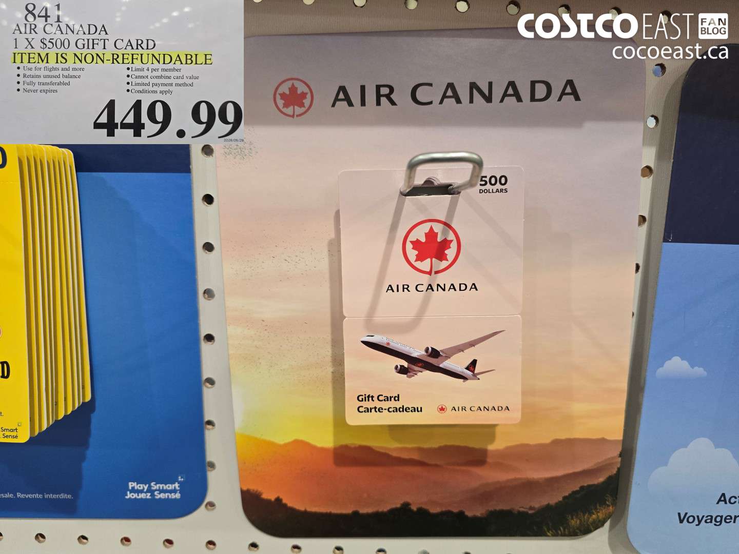 841 AIR CANADA 1 X $500 GIFT CARD $449.99