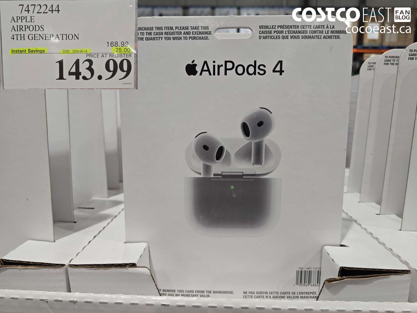 7472244 APPLE AIRPODS 4TH GENERATION ($25.00 INSTANT SAVINGS EXPIRES ON 2026-06-18) $143.99