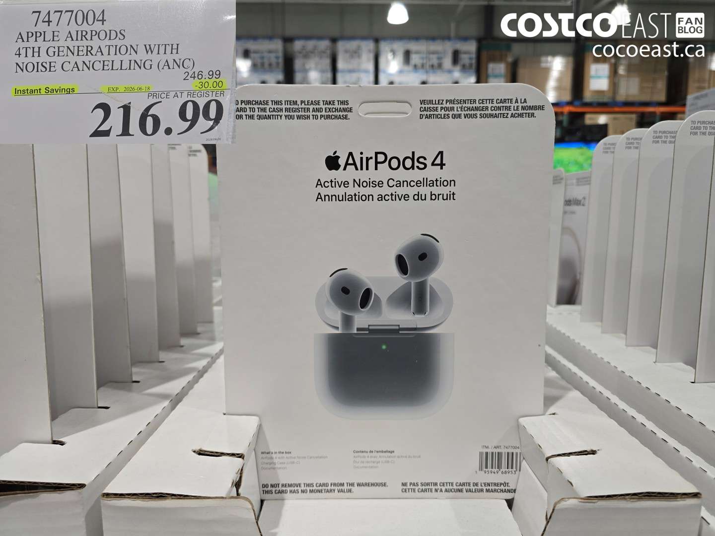 7477004 APPLE AIRPODS 4TH GENERATION WITH NOISE CANCELLING (ANC) ($30.00 INSTANT SAVINGS EXPIRES ON 2026-06-18) $216.99