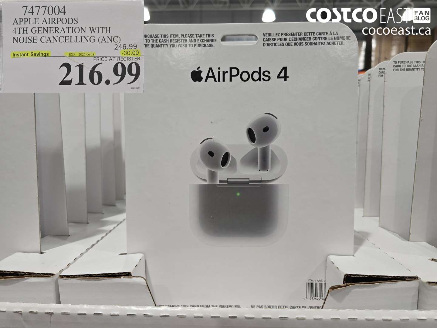 7477004 APPLE AIRPODS 4TH GENERATION WITH NOISE CANCELLING (ANC) ($30.00 INSTANT SAVINGS EXPIRES ON 2026-06-18) $216.99