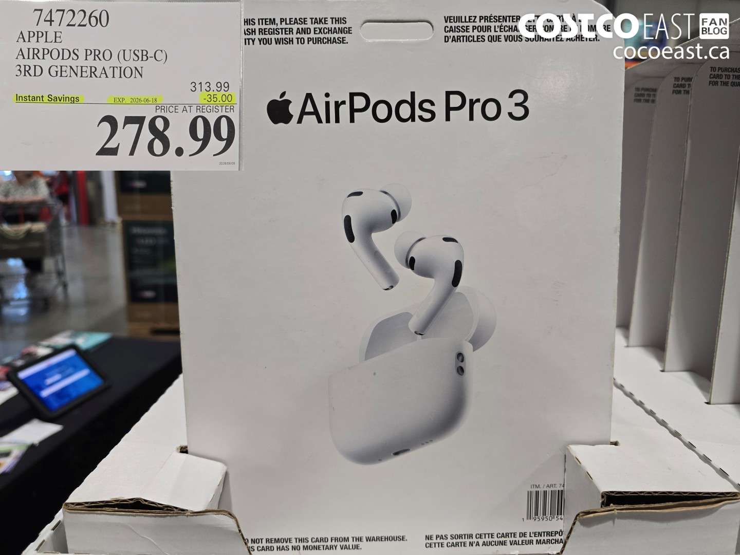7472260 APPLE AIRPODS PRO (USB-C) 3RD GENERATION ($35.00 INSTANT SAVINGS EXPIRES ON 2026-06-18) $278.99