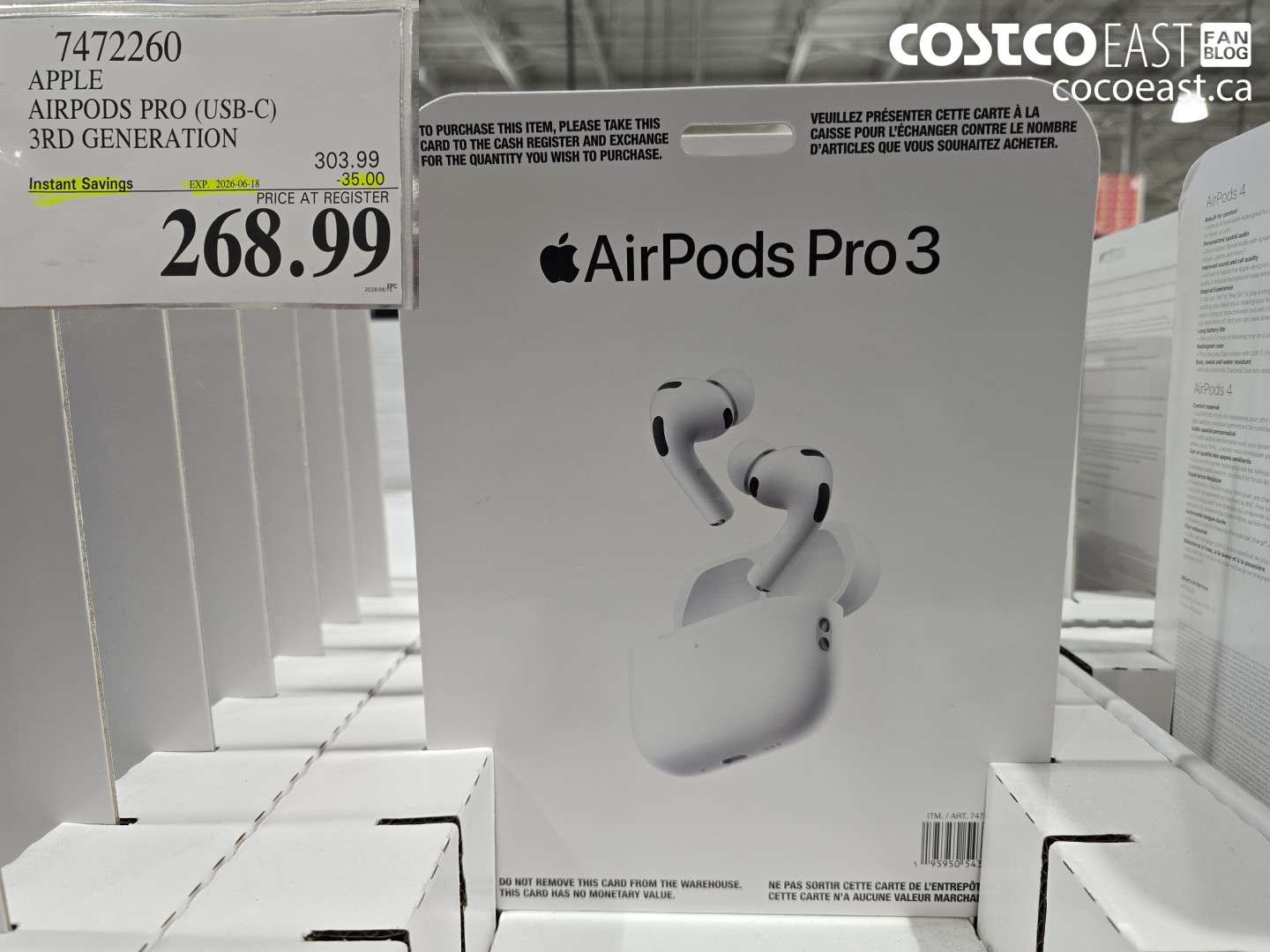 7472260 APPLE AIRPODS PRO (USB-C) 3RD GENERATION ($35.00 INSTANT SAVINGS EXPIRES ON 2026-06-18) $268.99