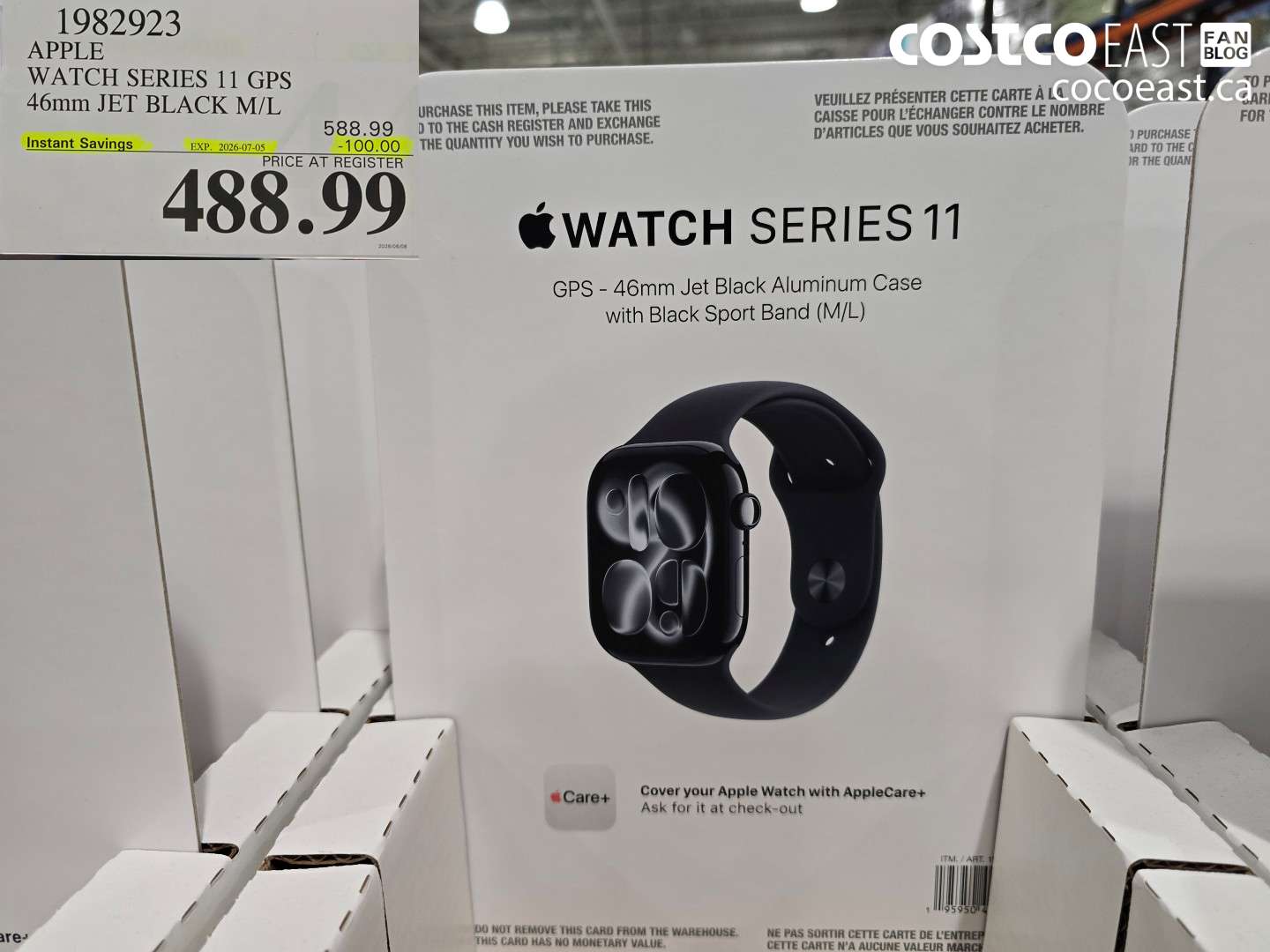 1982923 APPLE WATCH SERIES 11 GPS 46MM JET BLACK M/L ($100.00 INSTANT SAVINGS EXPIRES ON 2026-07-05) $488.99