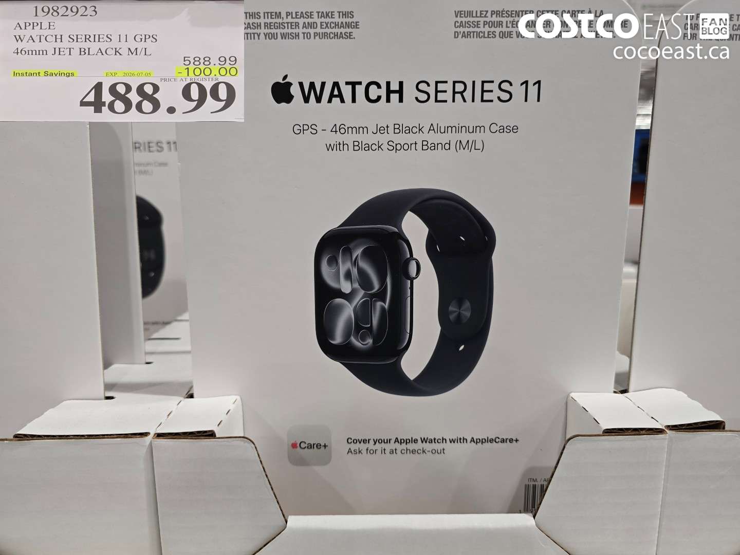 1982923 APPLE WATCH SERIES 11 GPS 46MM JET BLACK M/L ($100.00 INSTANT SAVINGS EXPIRES ON 2026-07-05) $488.99