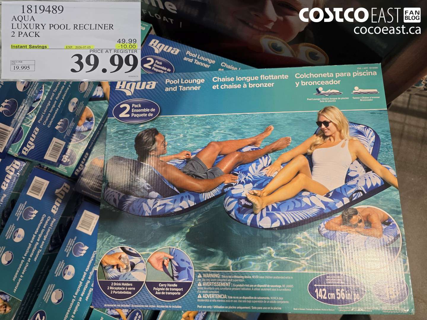 1819489 AQUA LUXURY POOL RECLINER 2 PACK ($10.00 INSTANT SAVINGS EXPIRES ON 2026-07-05) $39.99