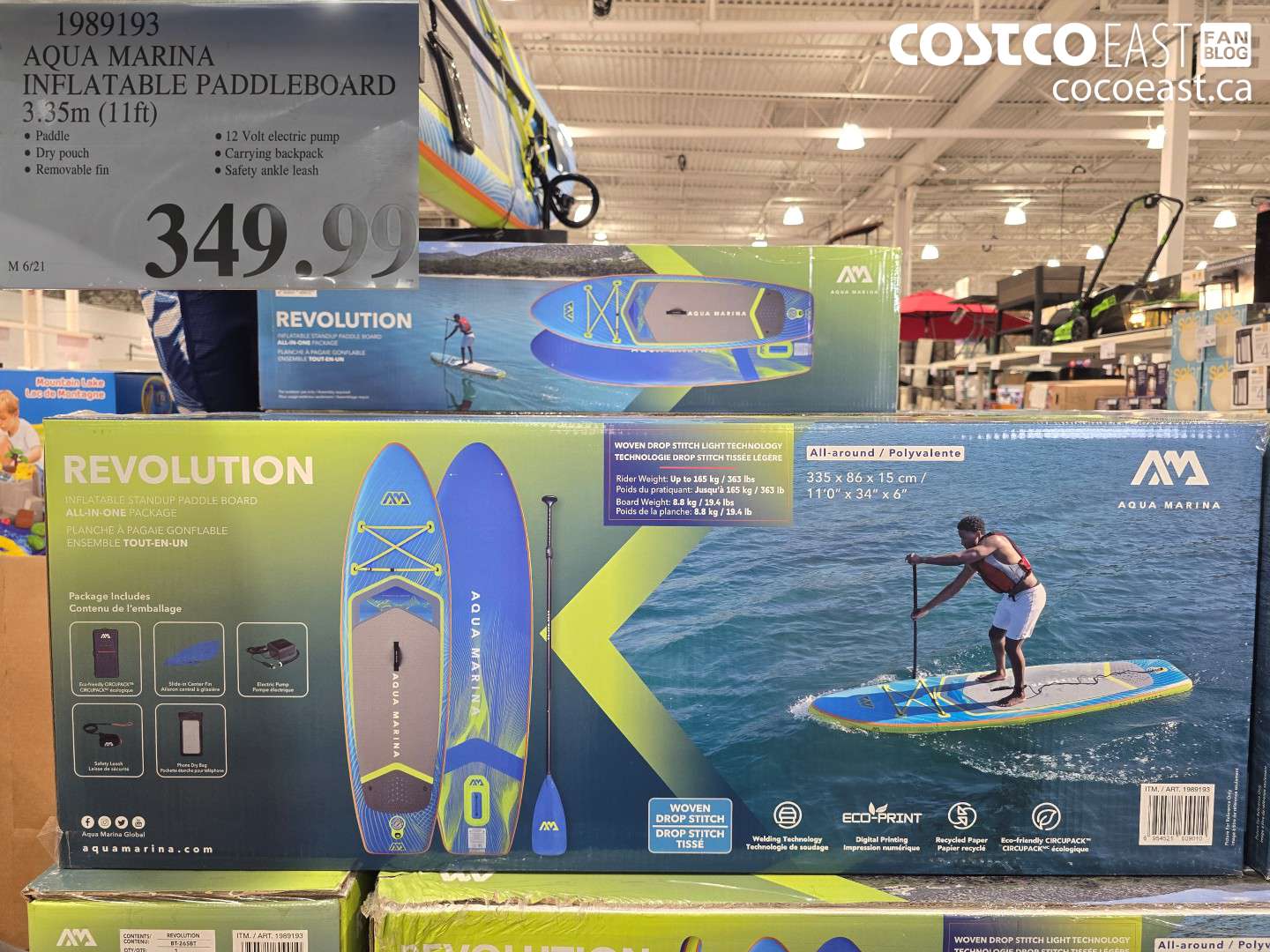 1989193 AQUA MARINA INFLATABLE PADDLEBOARD 3.35M (11FT) $349.99