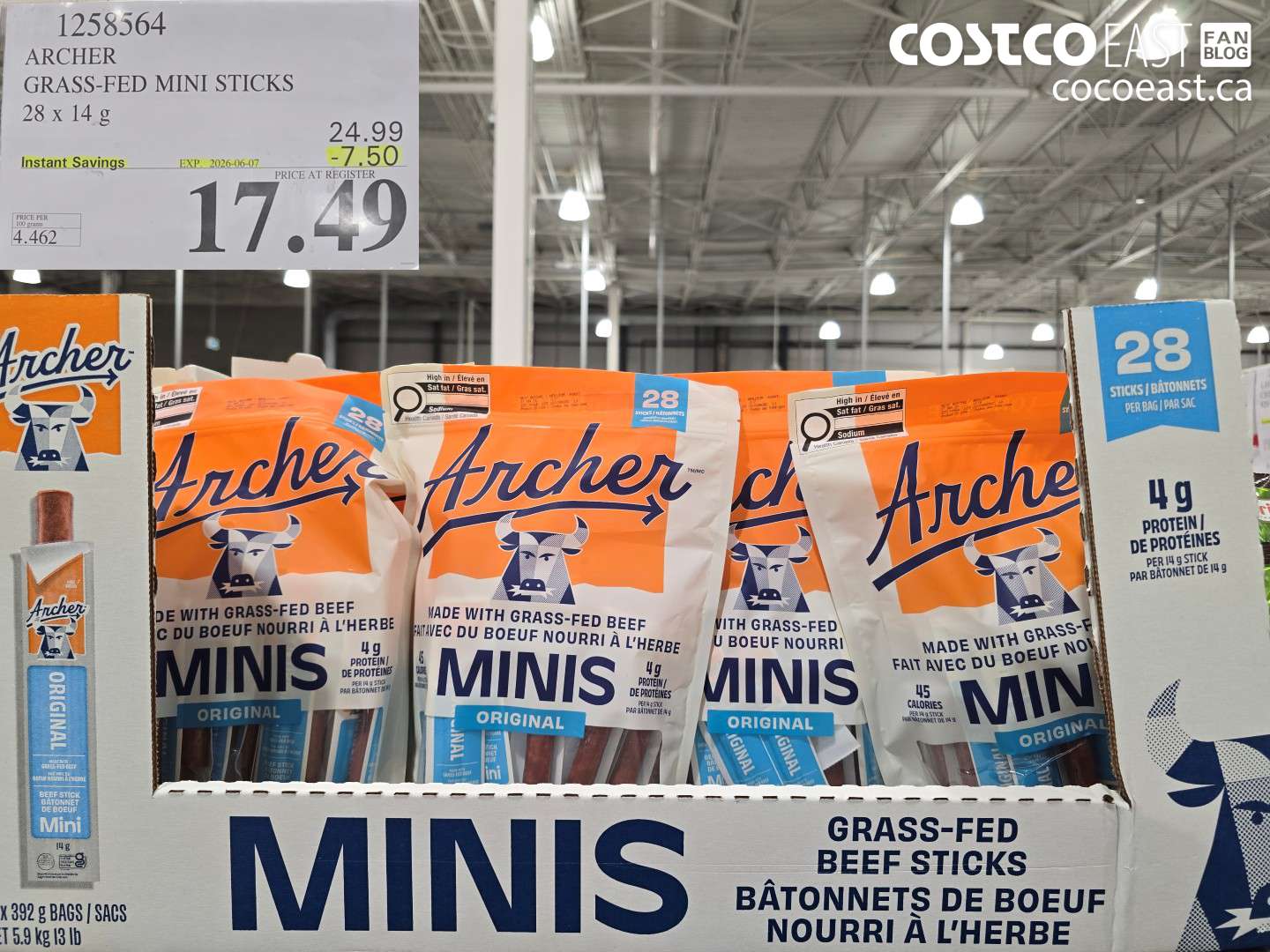 1258564 ARCHER GRASS-FED MINI STICKS 28 X 14 G ($7.50 INSTANT SAVINGS EXPIRES ON 2026-06-07) $17.49