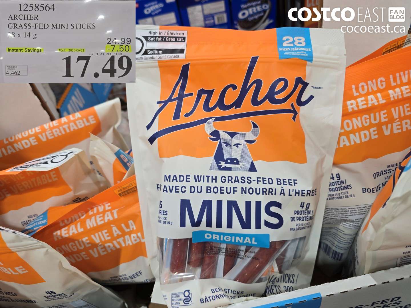 1258564 ARCHER GRASS-FED MINI STICKS 28 X 14 G ($7.50 INSTANT SAVINGS EXPIRES ON 2026-06-21) $17.49