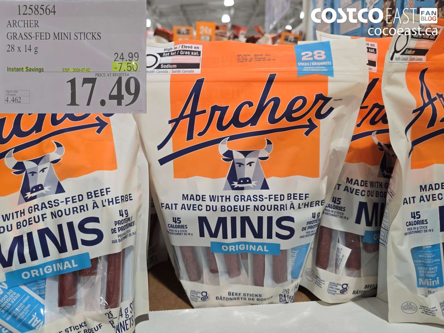 1258564 ARCHER GRASS-FED MINI STICKS 28 X 14 G ($7.50 INSTANT SAVINGS EXPIRES ON 2026-07-02) $17.49