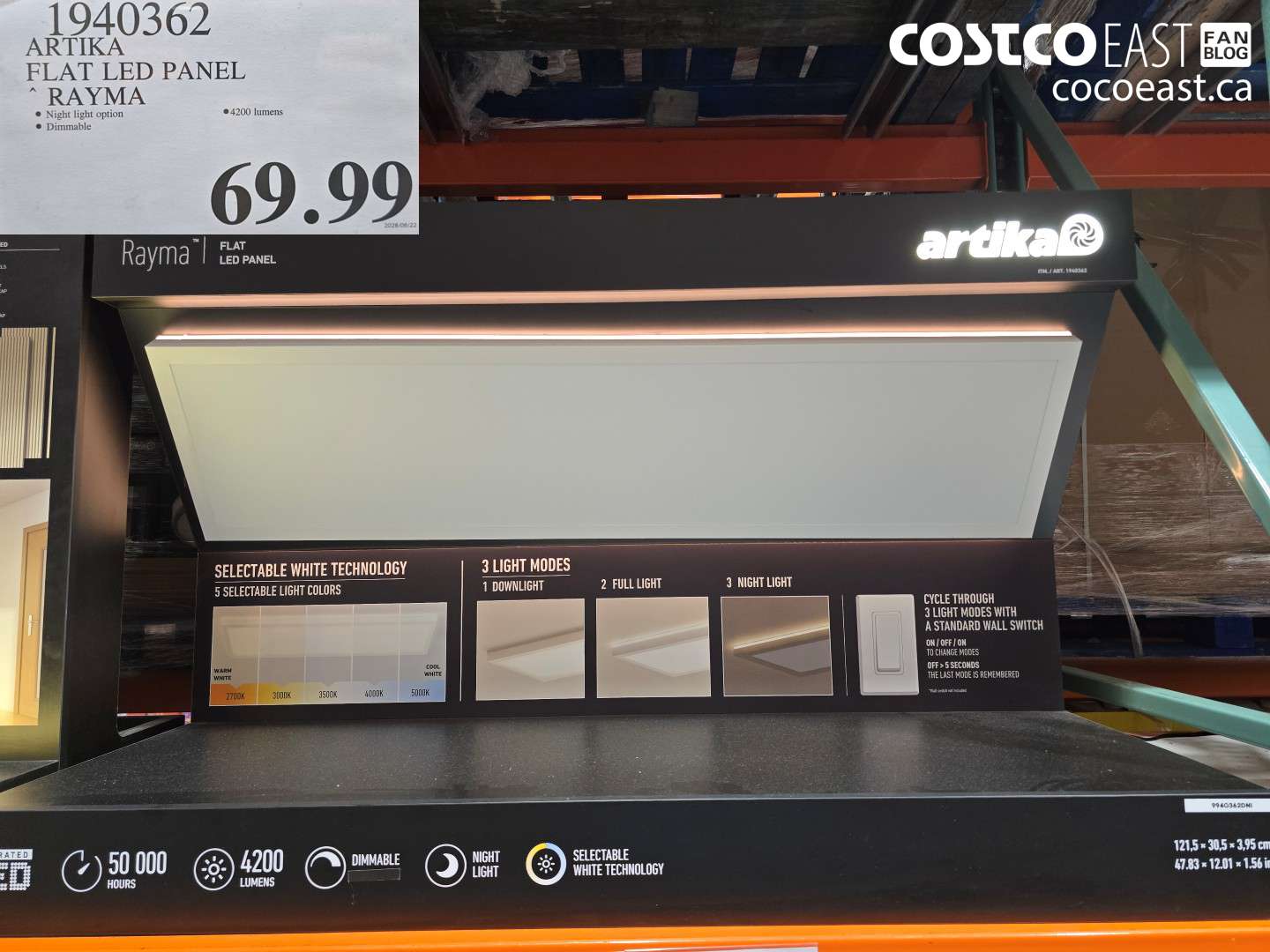 1940362 ARTIKA FLAT LED PANEL RAYMA $69.99