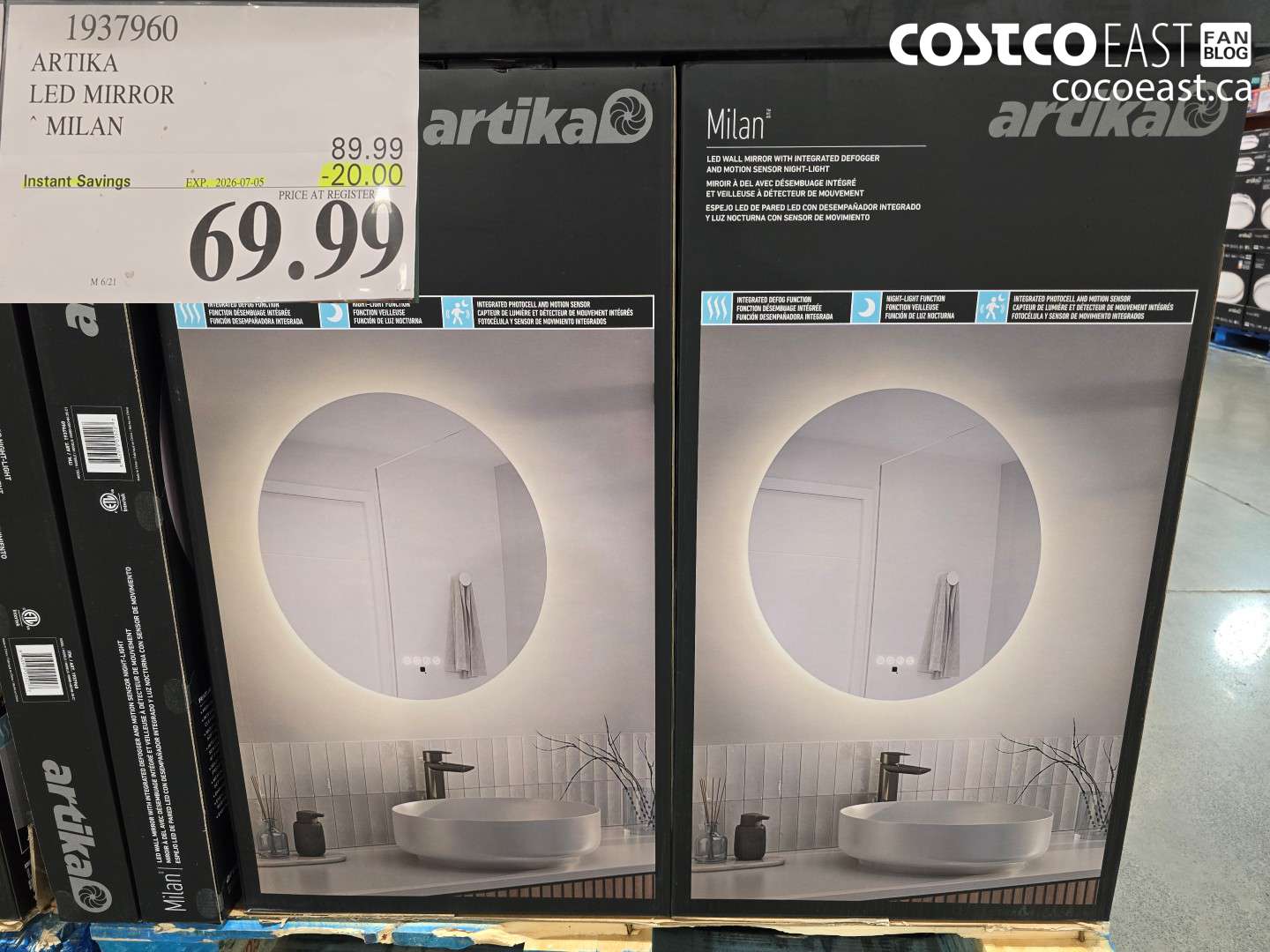 1937960 ARTIKA LED MIRROR MILAN ($20.00 INSTANT SAVINGS EXPIRES ON 2026-07-05) $69.99