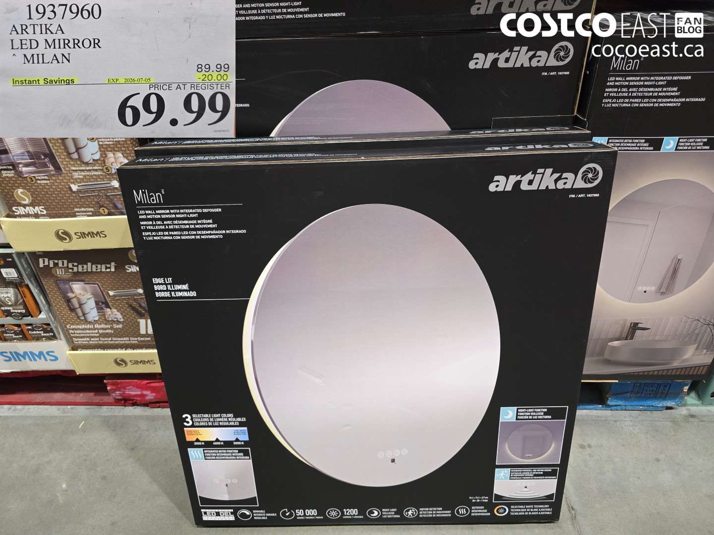 1937960 ARTIKA LED MIRROR MILAN ($20.00 INSTANT SAVINGS EXPIRES ON 2026-07-05) $69.99